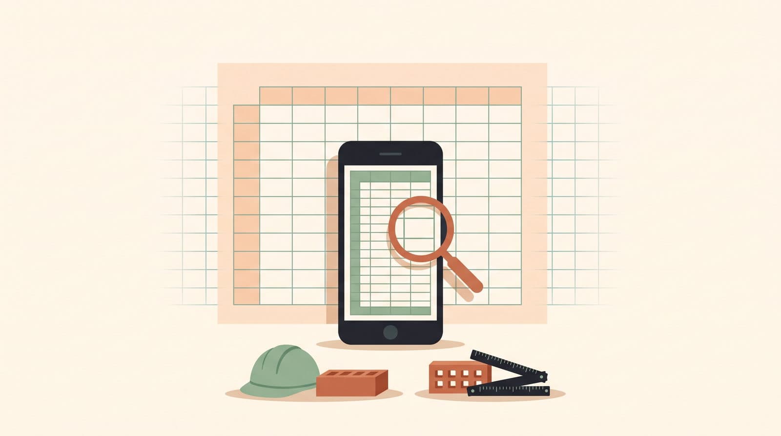 A large spreadsheet extending far beyond the screen of a small smartphone: only a fraction fits on the screen