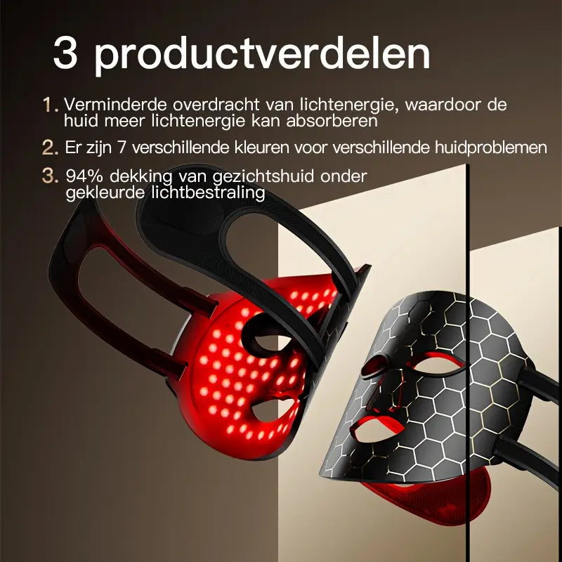 Professioneel 7-Kleuren Lichttherapie Gezichtsmasker